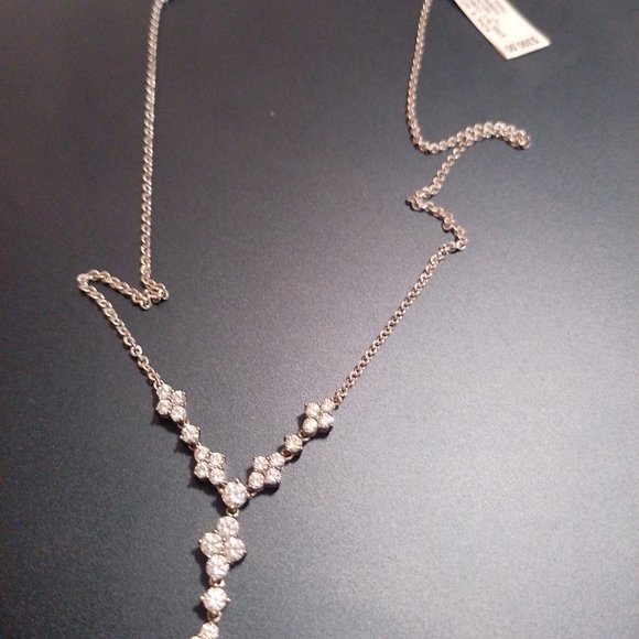 Sterling Silver Cubic Zirconia CZ "Y" necklace - Picture 3 of 5